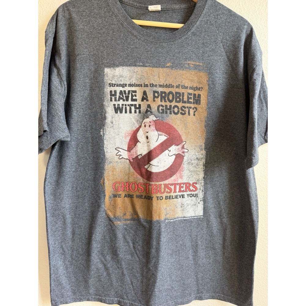 Ghostbusters Have A Problem With A Ghost T-Shirt Mens Large Gray Distressed Vtg
